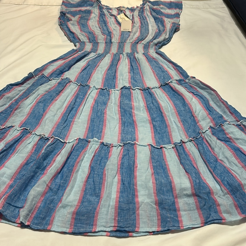 Rails Multicolor Striped Tiered Cotton Amellia Dress M , NWT